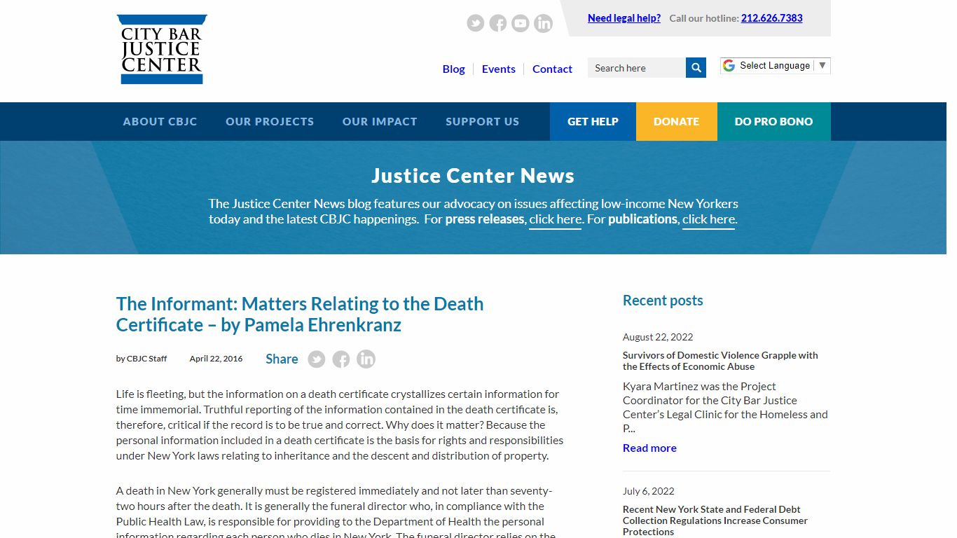 The Informant: Matters Relating to the Death Certificate – by Pamela ...