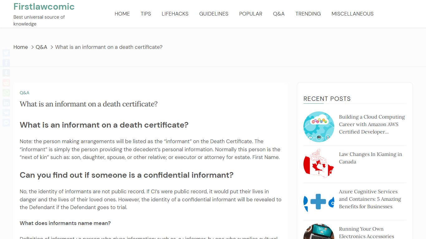 What is an informant on a death certificate? – Firstlawcomic